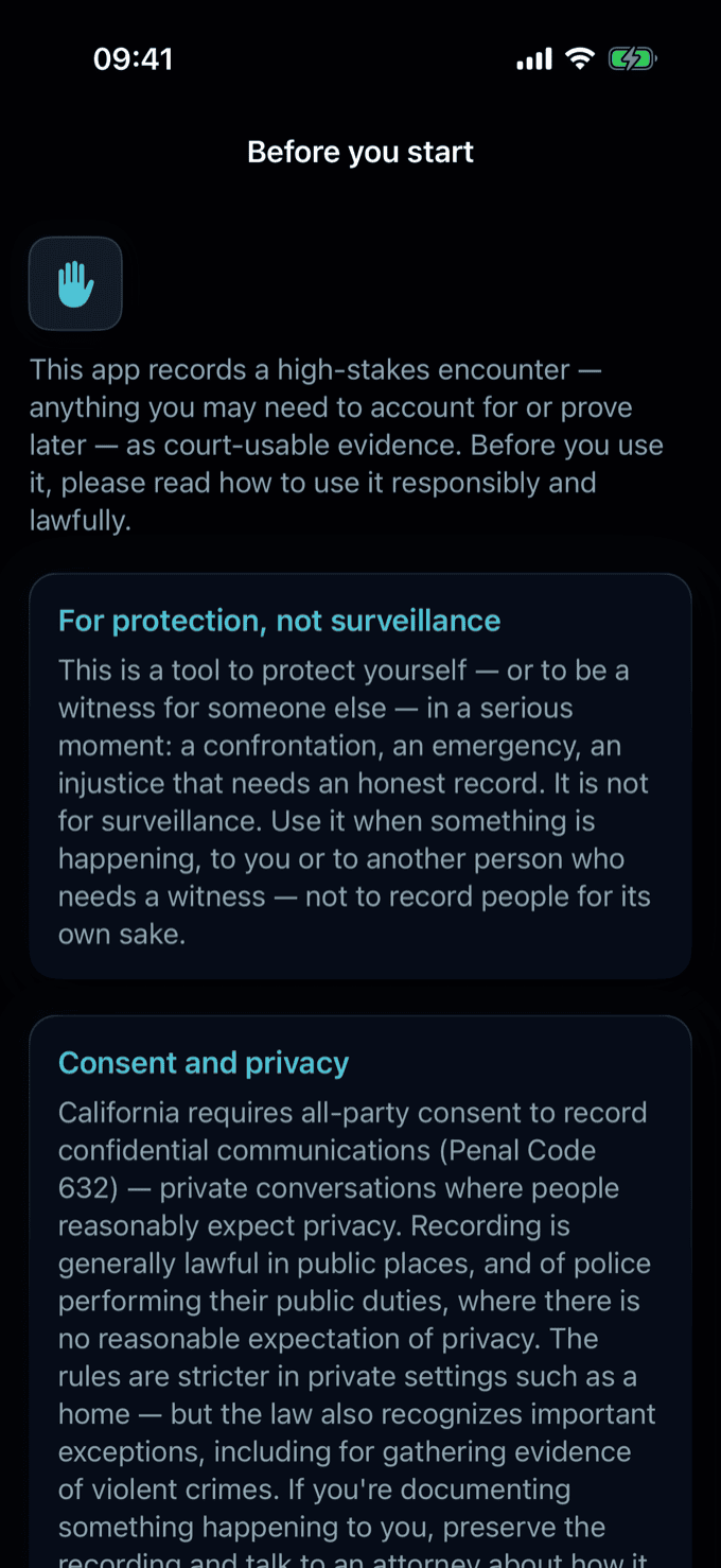 The Before you start consent screen in dark mode.